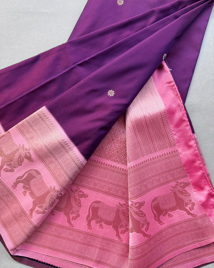 Purple bentex border soft silk ST105 saree