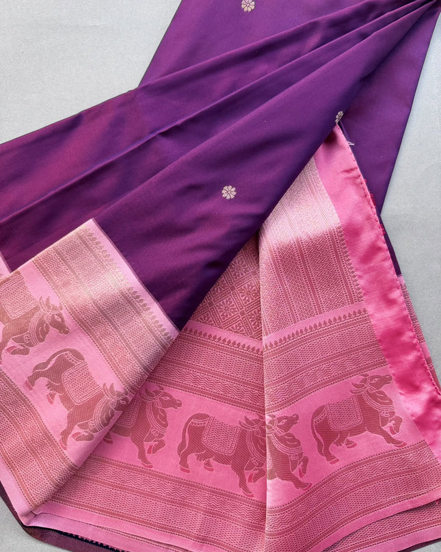 Purple bentex border soft silk ST105 saree