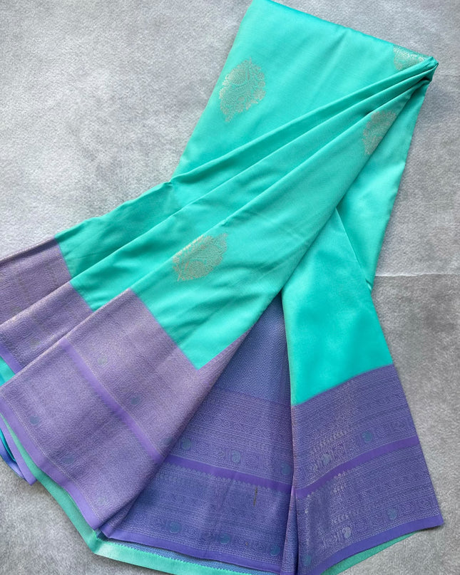 Sea Blue Soft Silk Saree 110