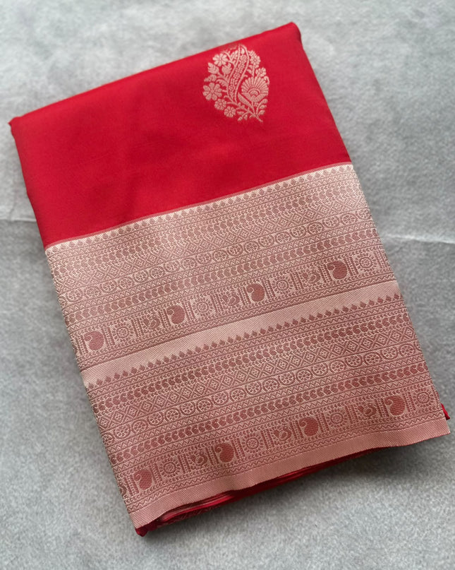 Red Soft Silk Saree 110