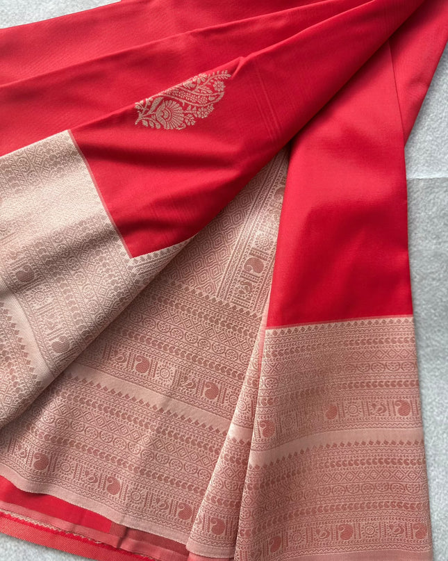 Red Soft Silk Saree 110