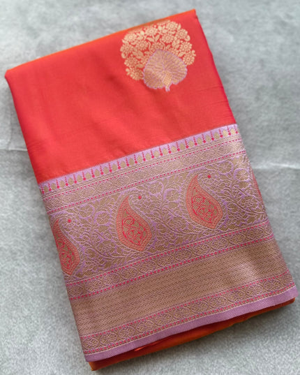 Orange Soft Silk Saree 110