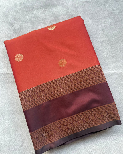 Rust Orange Soft Silk Saree 110