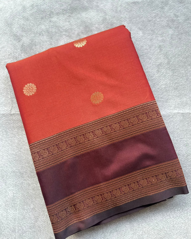 Rust Orange Soft Silk Saree 110