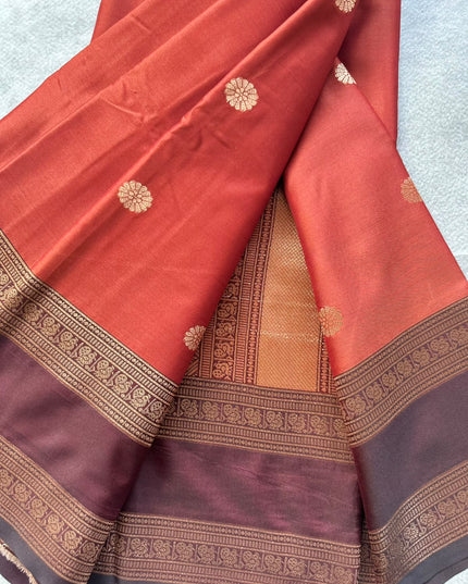Rust Orange Soft Silk Saree 110
