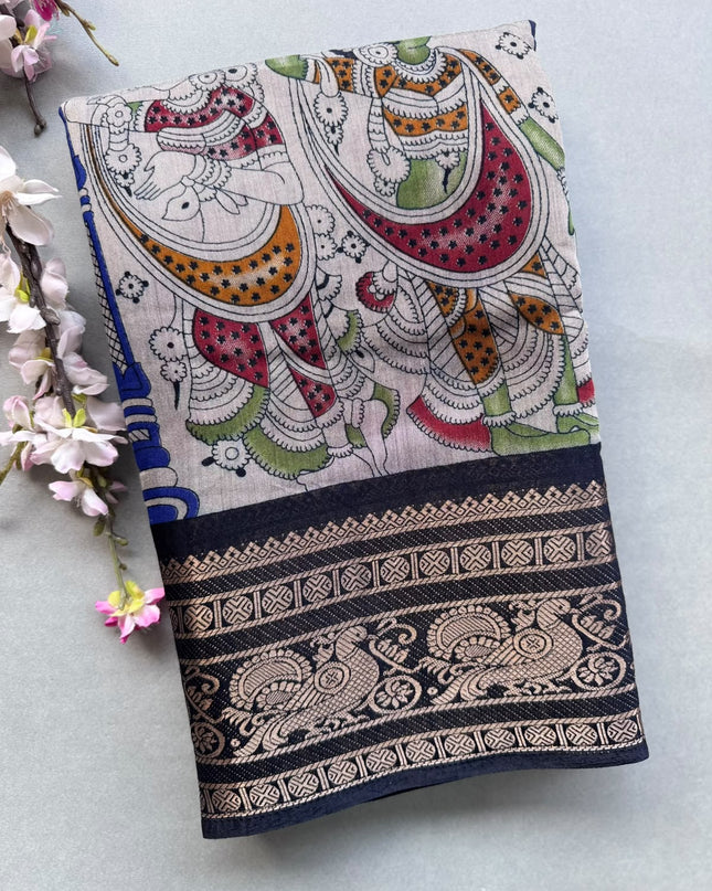 Cream Nritya Kalamkari 101 Saree