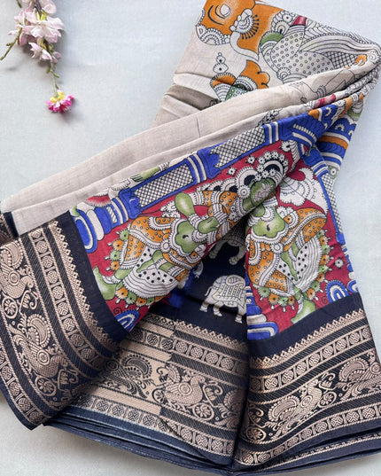 Cream Nritya Kalamkari 101 Saree