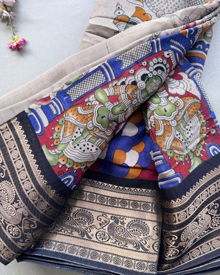 Cream Nritya Kalamkari 101 Saree