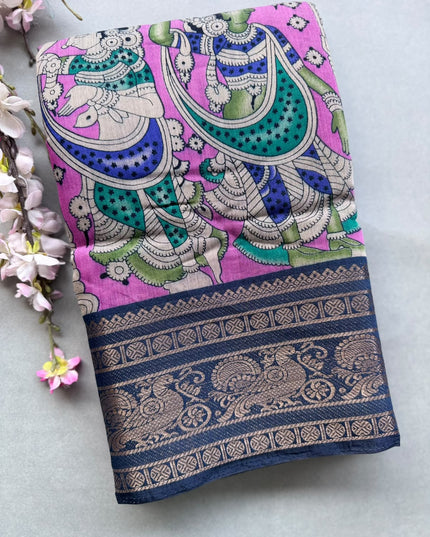 Pink Nritya Kalamkari 101 Saree