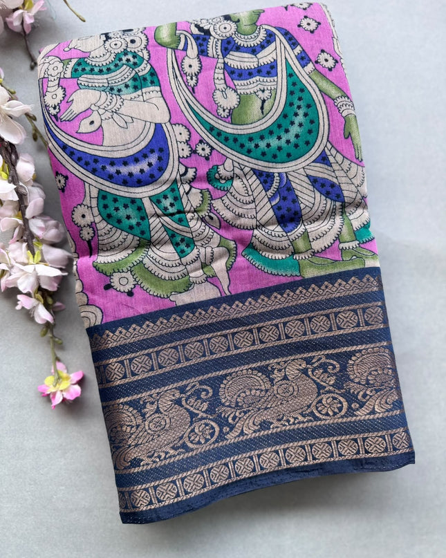 Pink Nritya Kalamkari 101 Saree