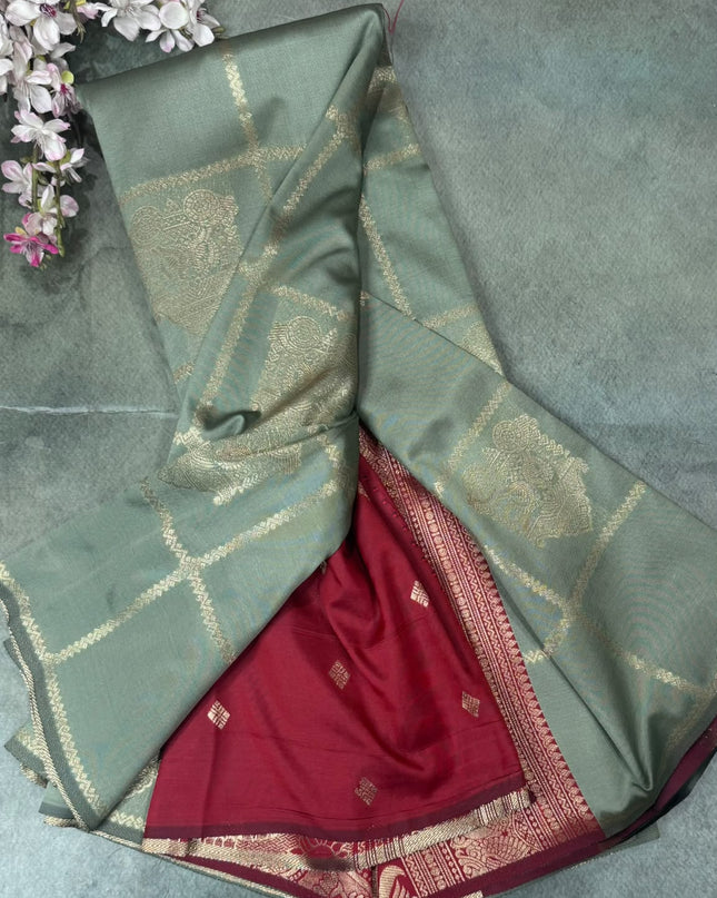 Pista Green Semi Soft Silk Saree 110