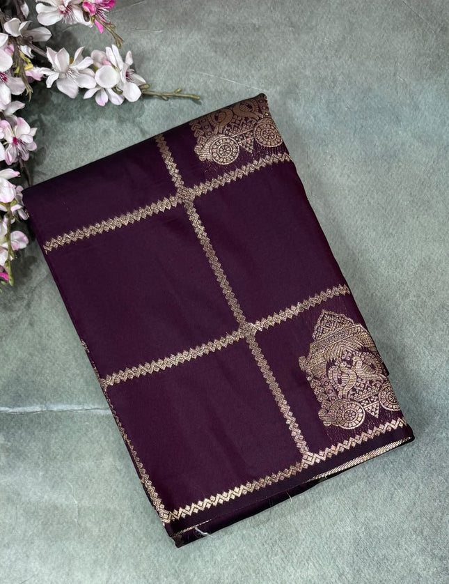 Wine Semi Soft Silk Saree 110