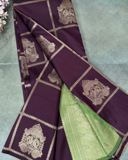 Wine Semi Soft Silk Saree 110