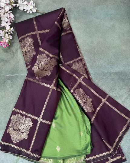 Wine Semi Soft Silk Saree 110