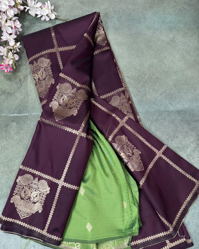 Wine Semi Soft Silk Saree 110