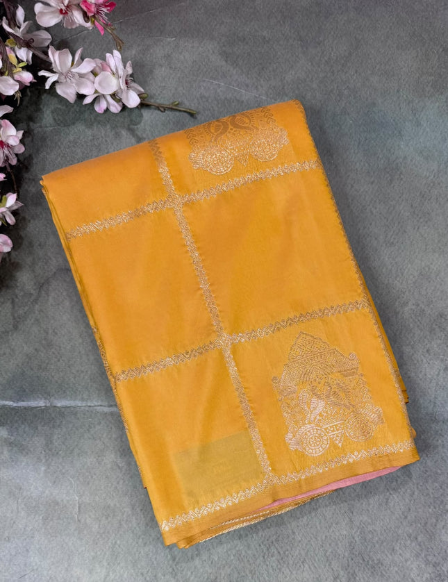 Mustard Yellow Semi Soft Silk Saree 110