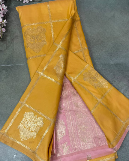 Mustard Yellow Semi Soft Silk Saree 110