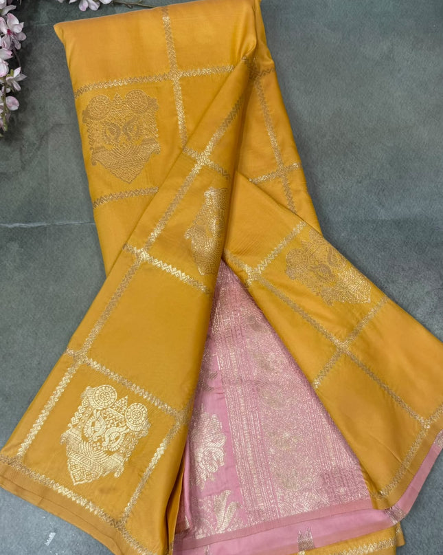 Mustard Yellow Semi Soft Silk Saree 110