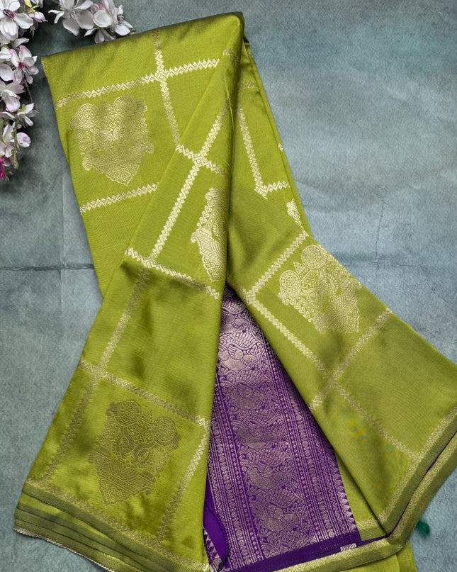 Green Semi Soft Silk Saree 110
