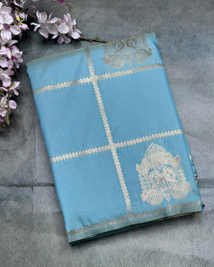 Sea Blue Semi Soft Silk Saree 110