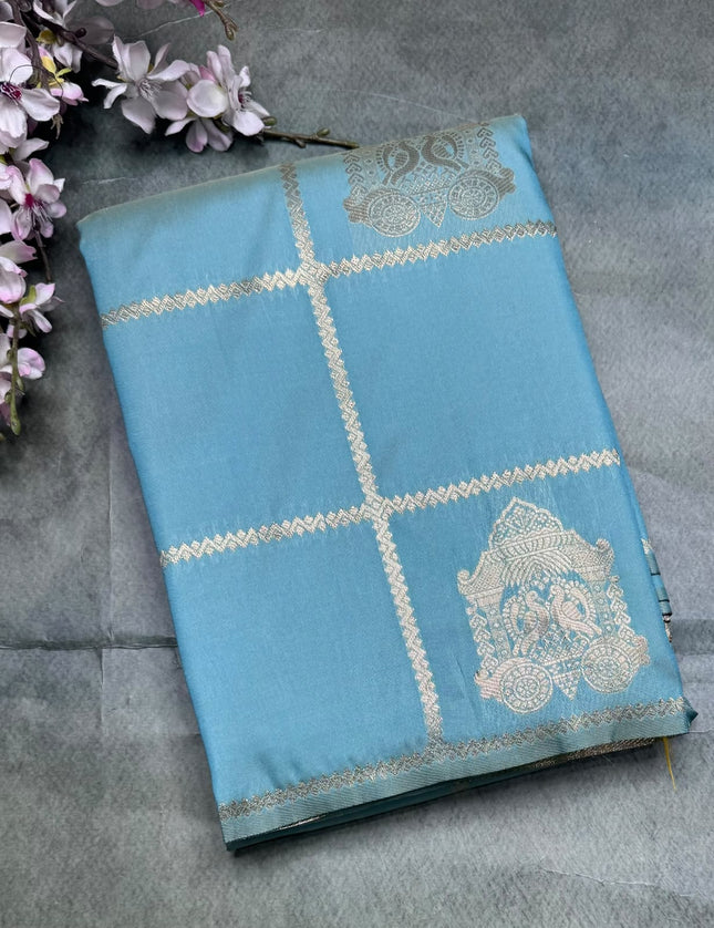 Sea Blue Semi Soft Silk Saree 110