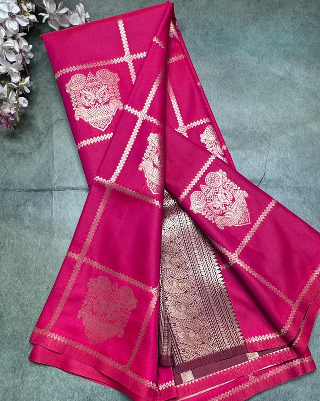 Pink Semi Soft Silk Saree 110