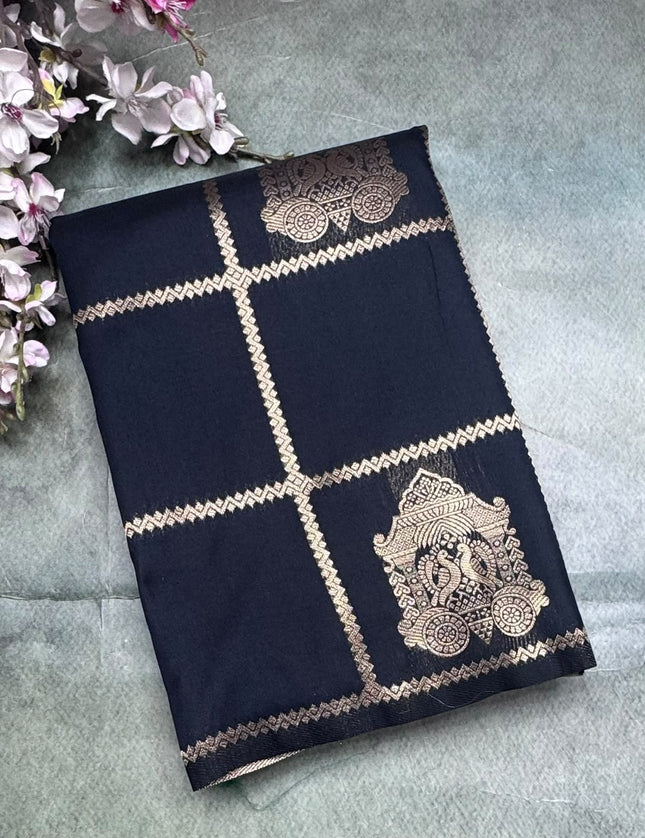 Black Semi Soft Silk Saree 110