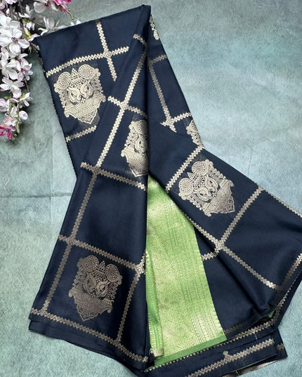 Black Semi Soft Silk Saree 110