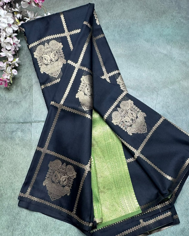 Black Semi Soft Silk Saree 110