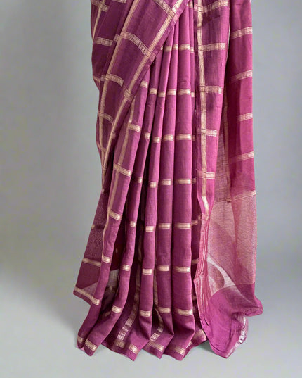 Lite wine soft tussar crepe checks  saree ST104