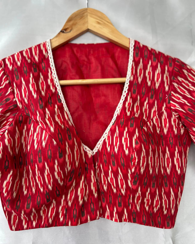 Red pochampally cotton blouse