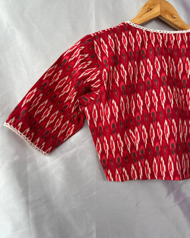 Red pochampally cotton blouse