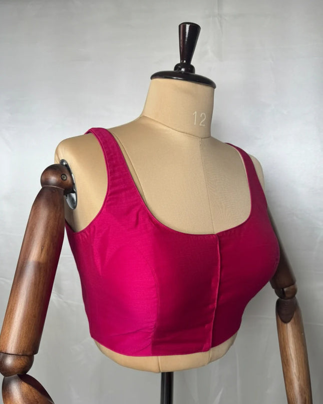 Pink  raw silk sleeveless blouse