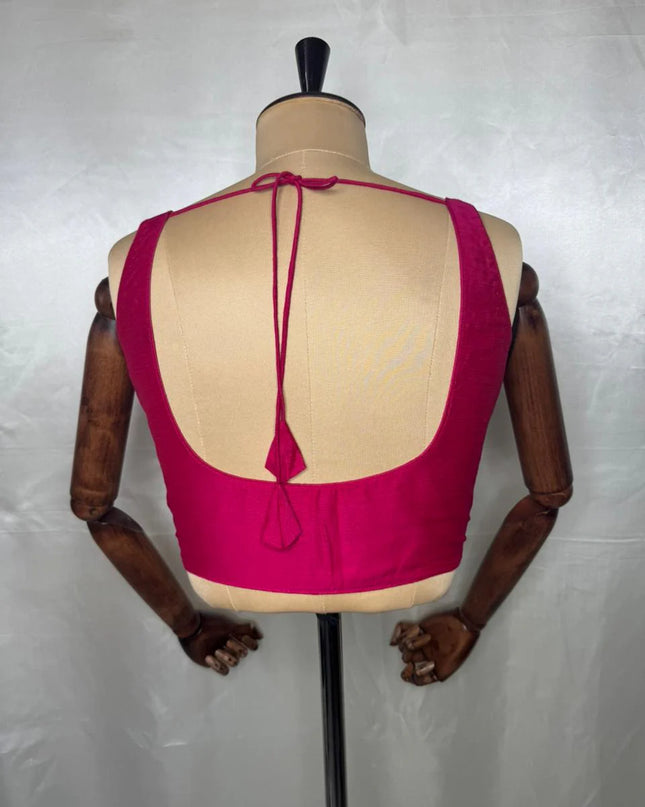 Pink  raw silk sleeveless blouse