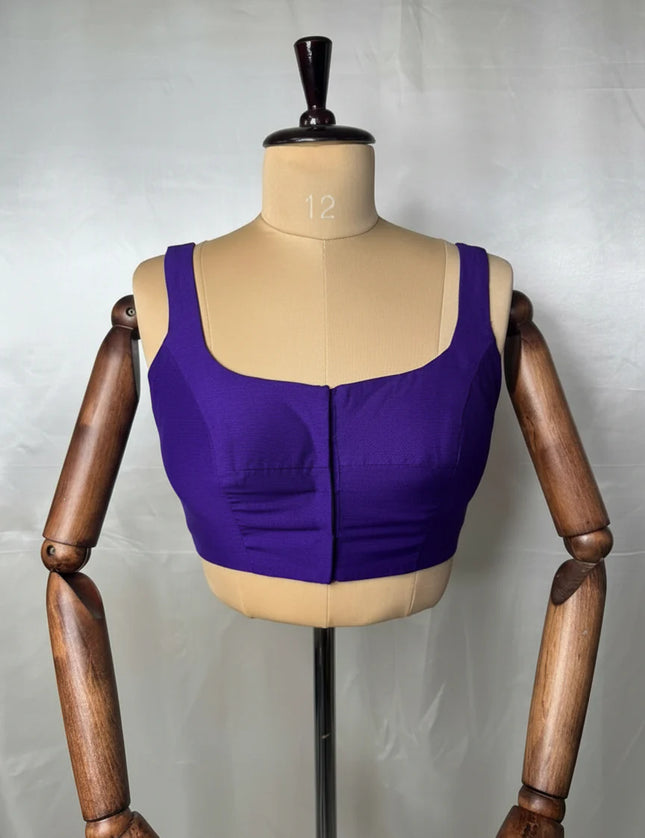 purple semi raw silk sleeveless blouse