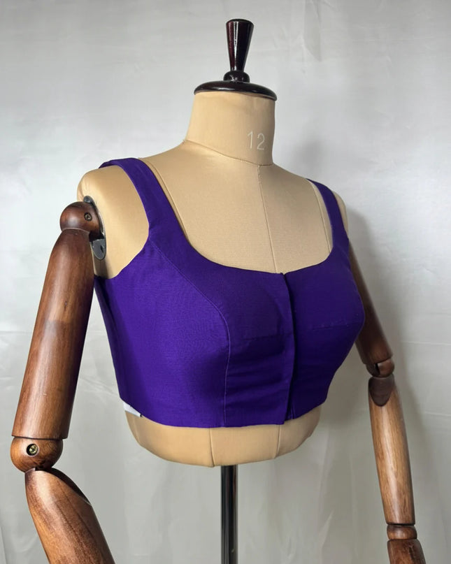 purple semi raw silk sleeveless blouse