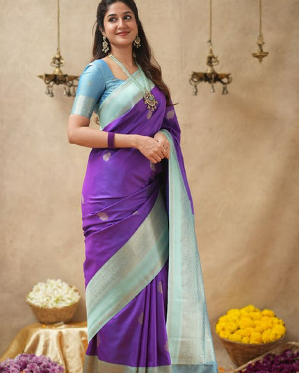 Rabiya purple n blue  soft silk silk saree