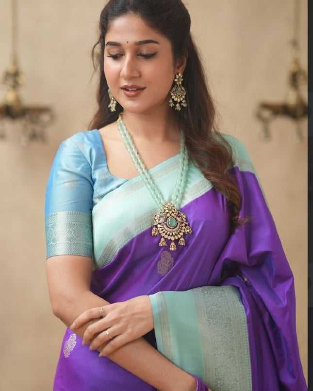 Rabiya purple n blue  soft silk silk saree