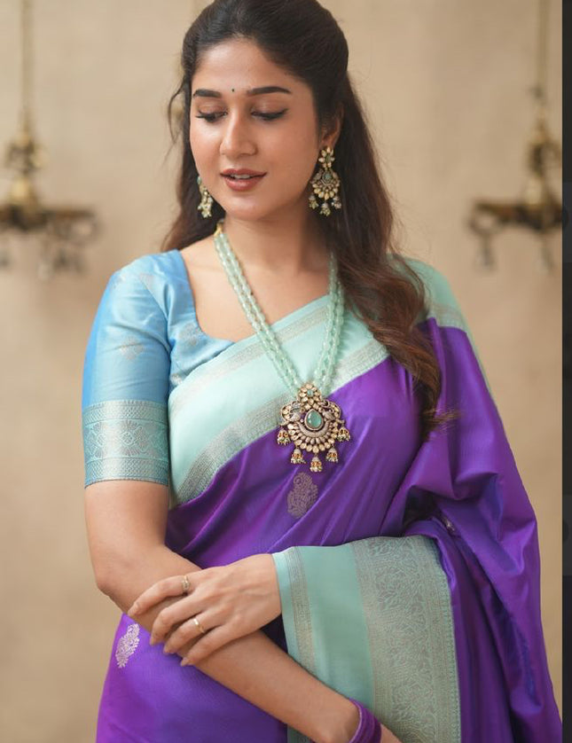 Rabiya purple n blue  soft silk silk saree