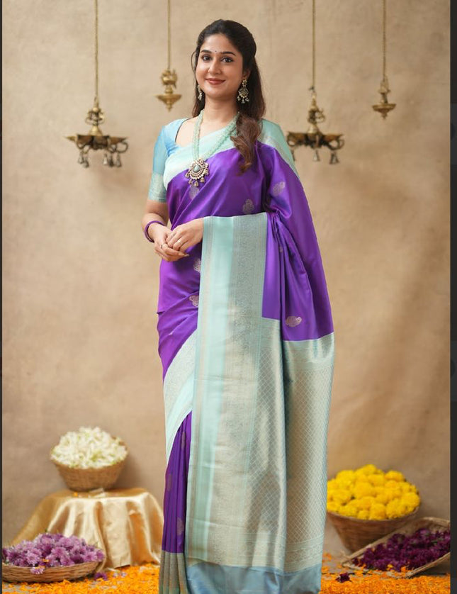 Rabiya purple n blue  soft silk silk saree