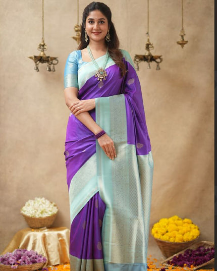 Rabiya purple n blue  soft silk silk saree