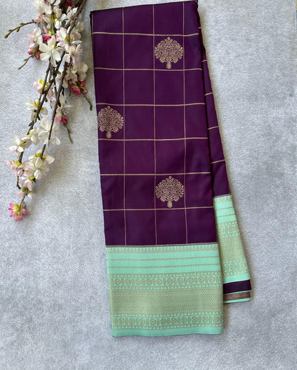 Dark purple  kanchi soft-13 silk saree