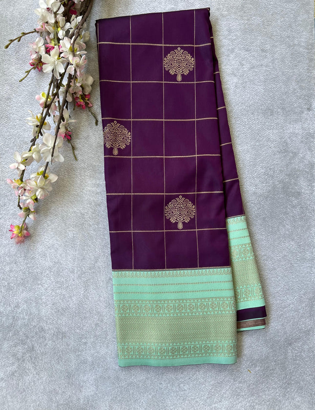 Dark purple  kanchi soft-13 silk saree