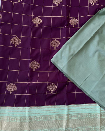 Dark purple  kanchi soft-13 silk saree
