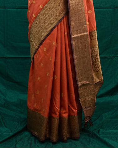Rabiya rust orange small butta kanchi silk saree