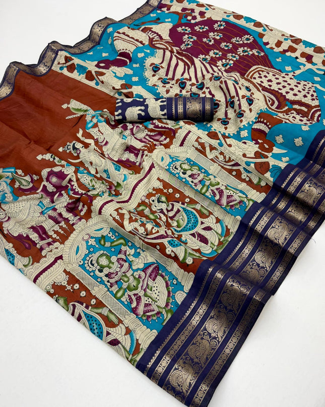 Rust Brown Nritya Kalamkari 101 Saree