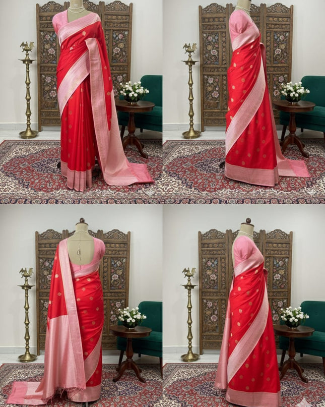 Red pink soft silk 102 saree