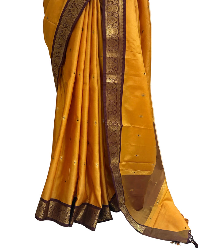 Yellow small border kanchi 104 silk saree