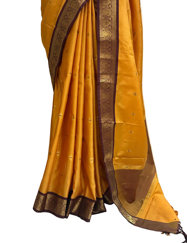 Yellow small border kanchi 104 silk saree