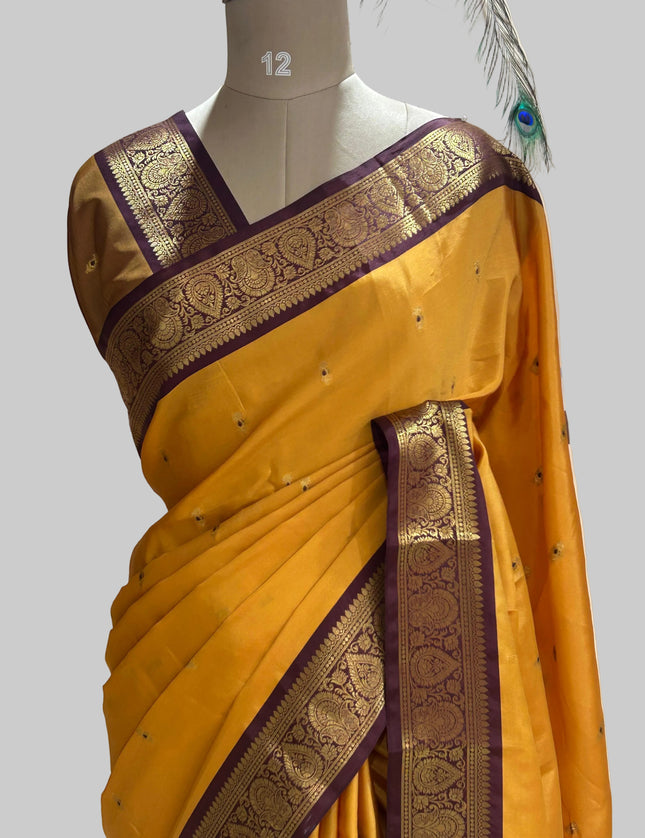 Yellow small border kanchi 104 silk saree